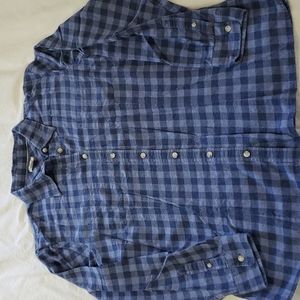 LL Bean Blue Plaid Flannel Shirt XL